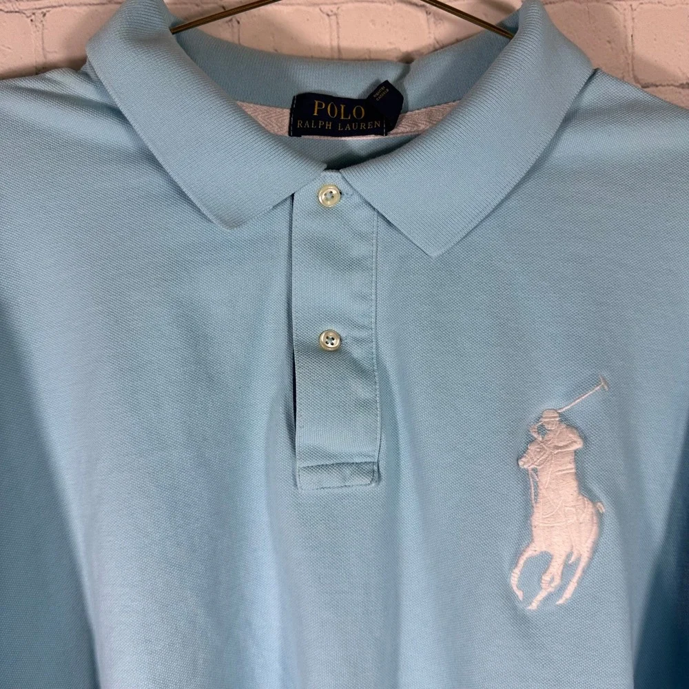 Polo Ralph Lauren Big Pony Polo Shirt Light Blue Mens 4XLT Tall Big & Tall